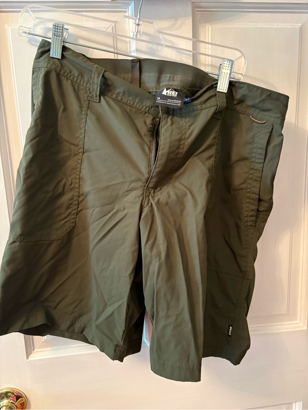 REI Womens Olive Green Outdoor Hybrid Shorts
